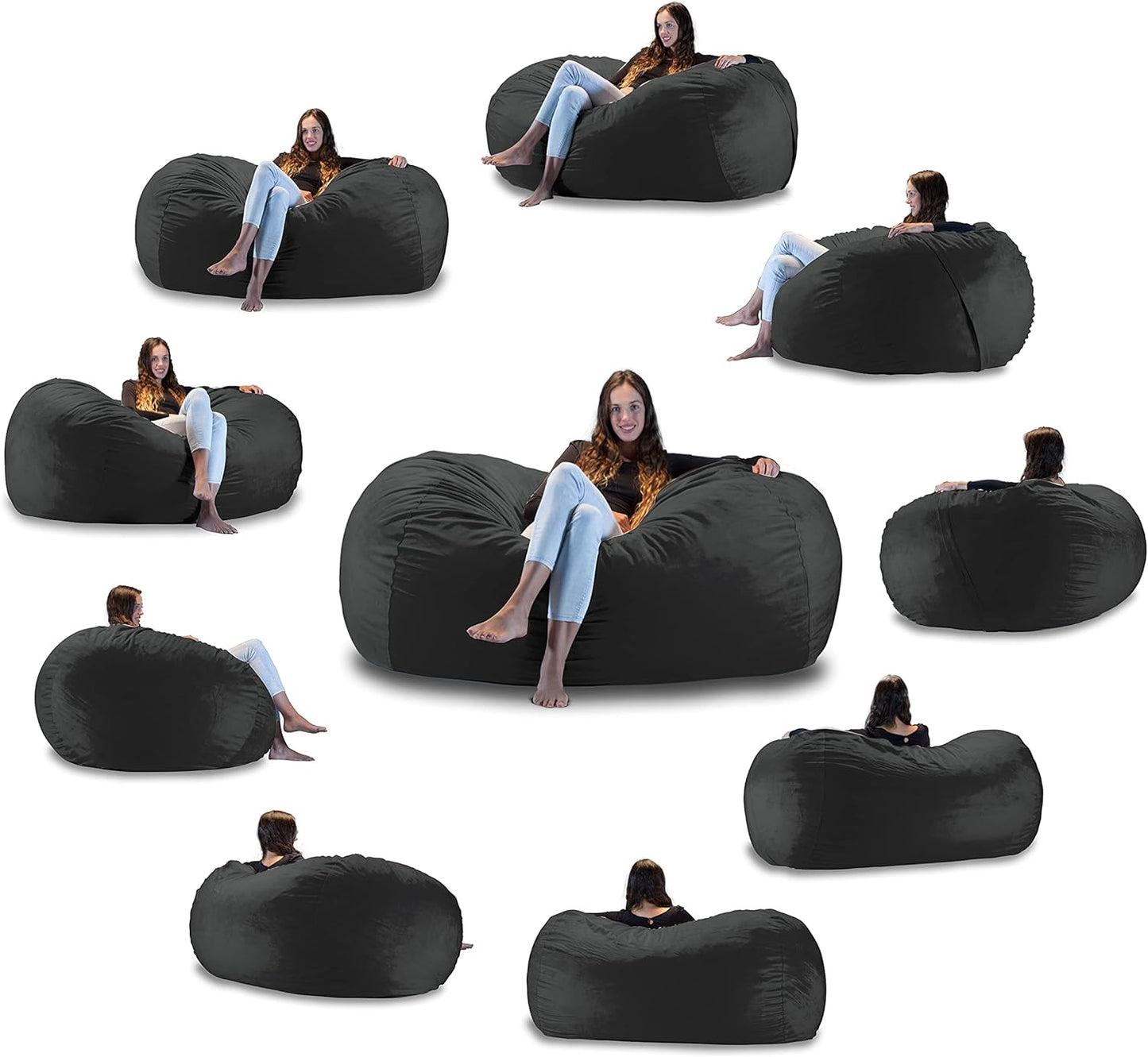 Charlie & Finn Le plus Grand Sac D'ASSISE En Europe ! - Pouf Premium XXL - Pouf Géant Avec Remplissage De Mousse À Mémoire De Forme - 1500 L - Gris Platine