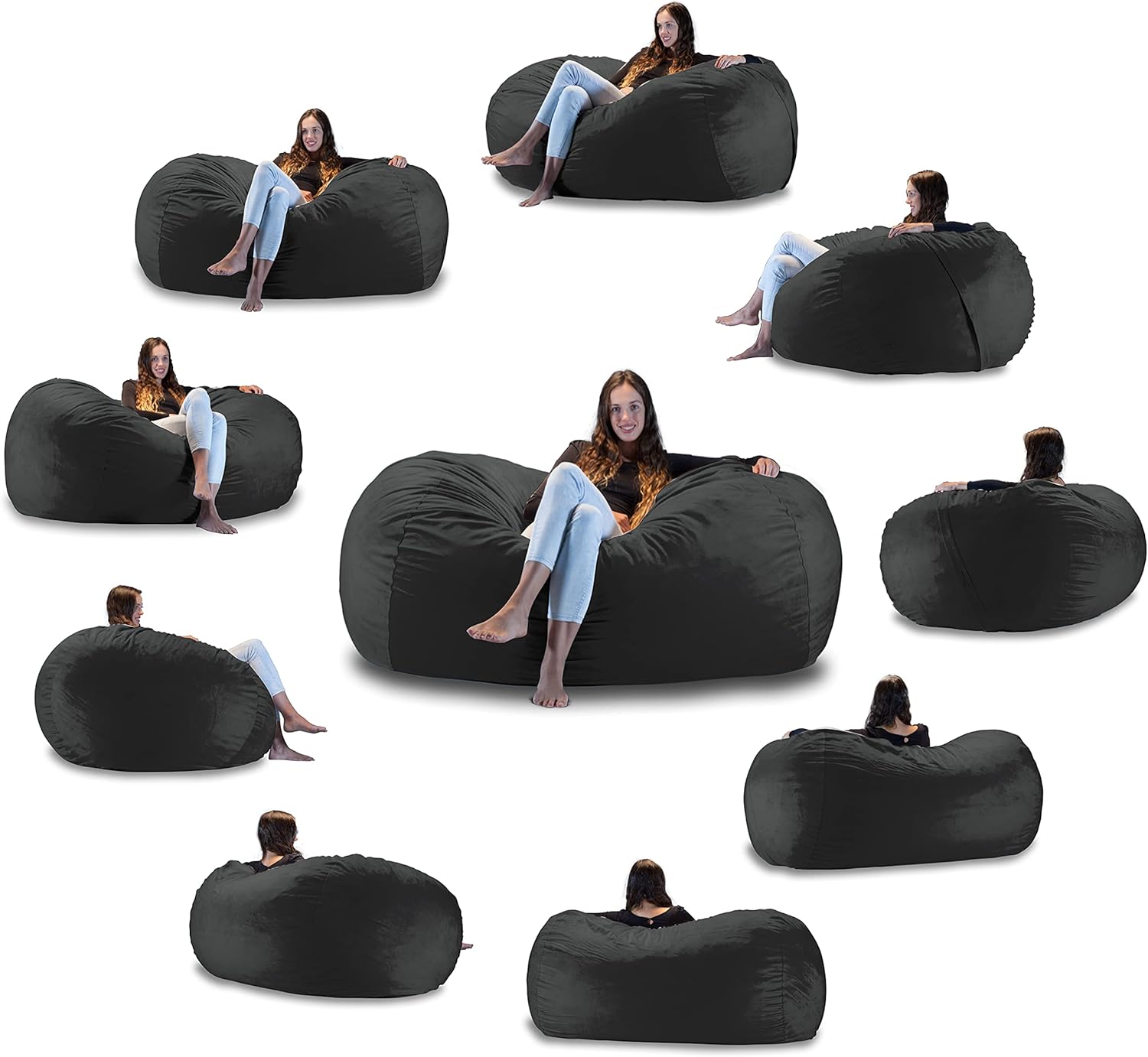 Charlie & Finn Le plus Grand Sac D'ASSISE En Europe ! - Pouf Premium XXL - Pouf Géant Avec Remplissage De Mousse À Mémoire De Forme - 1500 L - Gris Platine