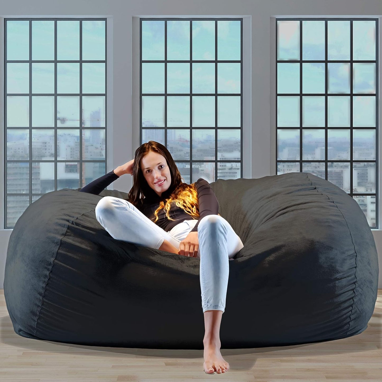 Charlie & Finn Le plus Grand Sac D'ASSISE En Europe ! - Pouf Premium XXL - Pouf Géant Avec Remplissage De Mousse À Mémoire De Forme - 1500 L - Gris Platine